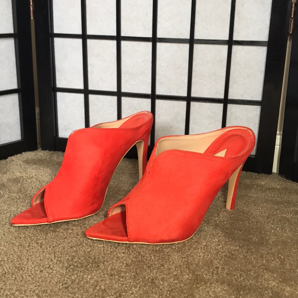 Faux suede mules